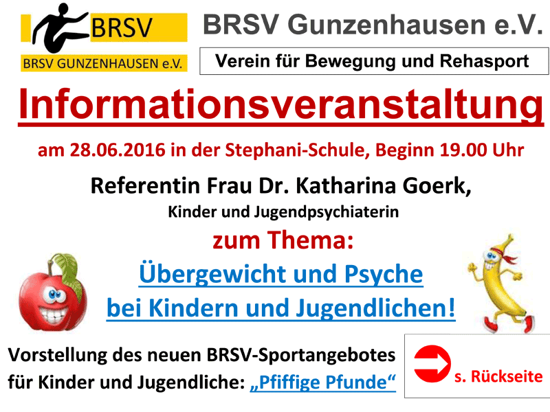 BRSV: Informationsveranstaltung mit der Kinder- und Jugendpsychologin Dr. Katharina Goerk am Dienstag, den 28.06.16 in die Stephani-Schule in Gunzenhausen um 19.00 Uhr